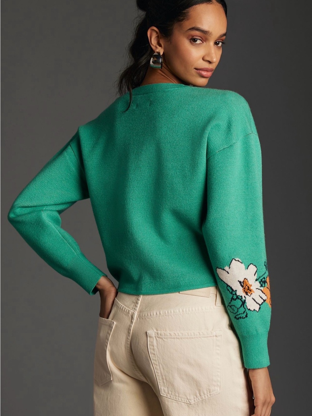 Anthropologie Maeve x Sonal Nathwani Camryn Cropped Floral Sweater Small - Picture 2 of 12